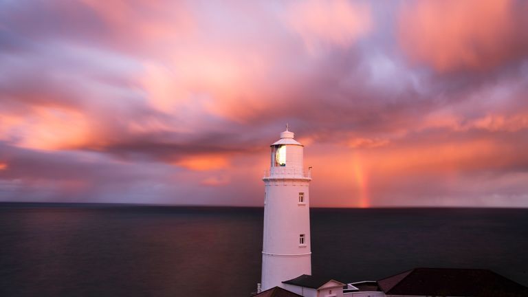 Trevose Head Lighthouse at sunset, one of our picks for the best UK lighthouses
