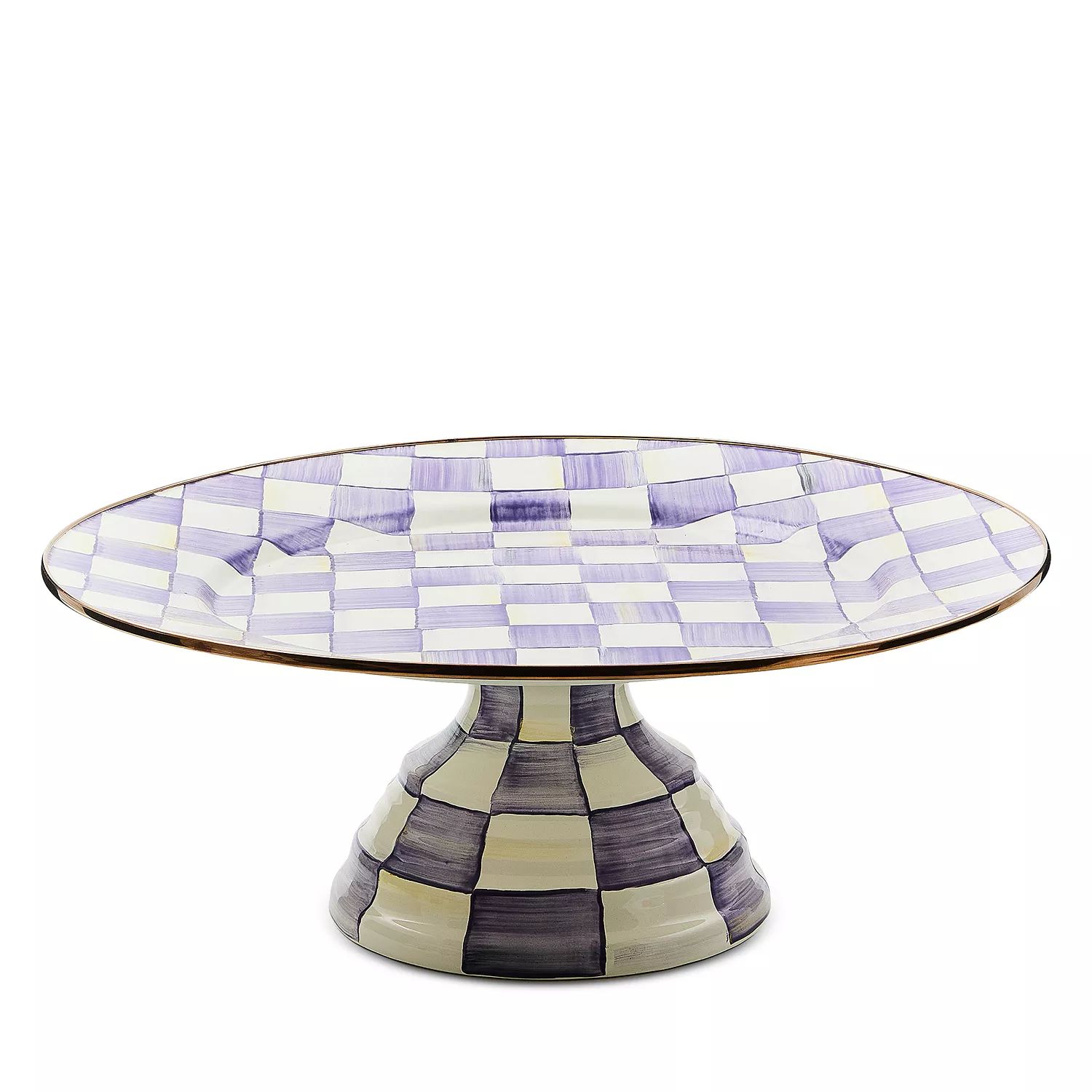 Violet Check Large Pedestal Platter