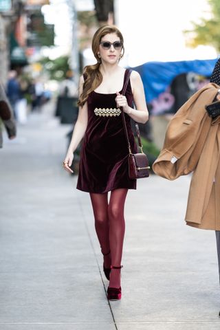 Anna Kendrick wearing Strathberry designer bag