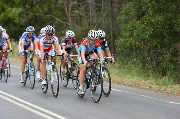 The breakaway riders work together on the way to Fiskin Road