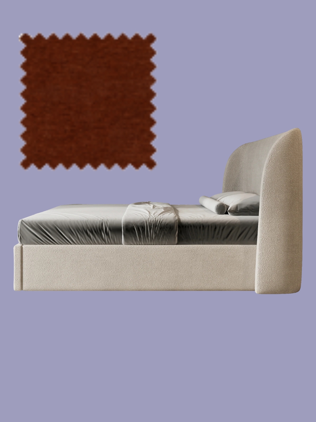 Comodo living, The Halo Double Bed - Velvet / Como Pumpkin