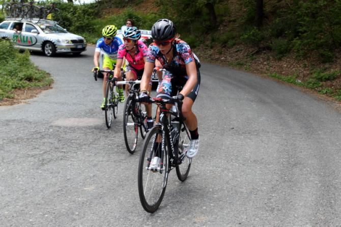Evelyn Stevens (Specialized - lululemon) was caught by Fabiana Luperini (Faren), Tatiana Guderzo (MCipollini Giambenini)