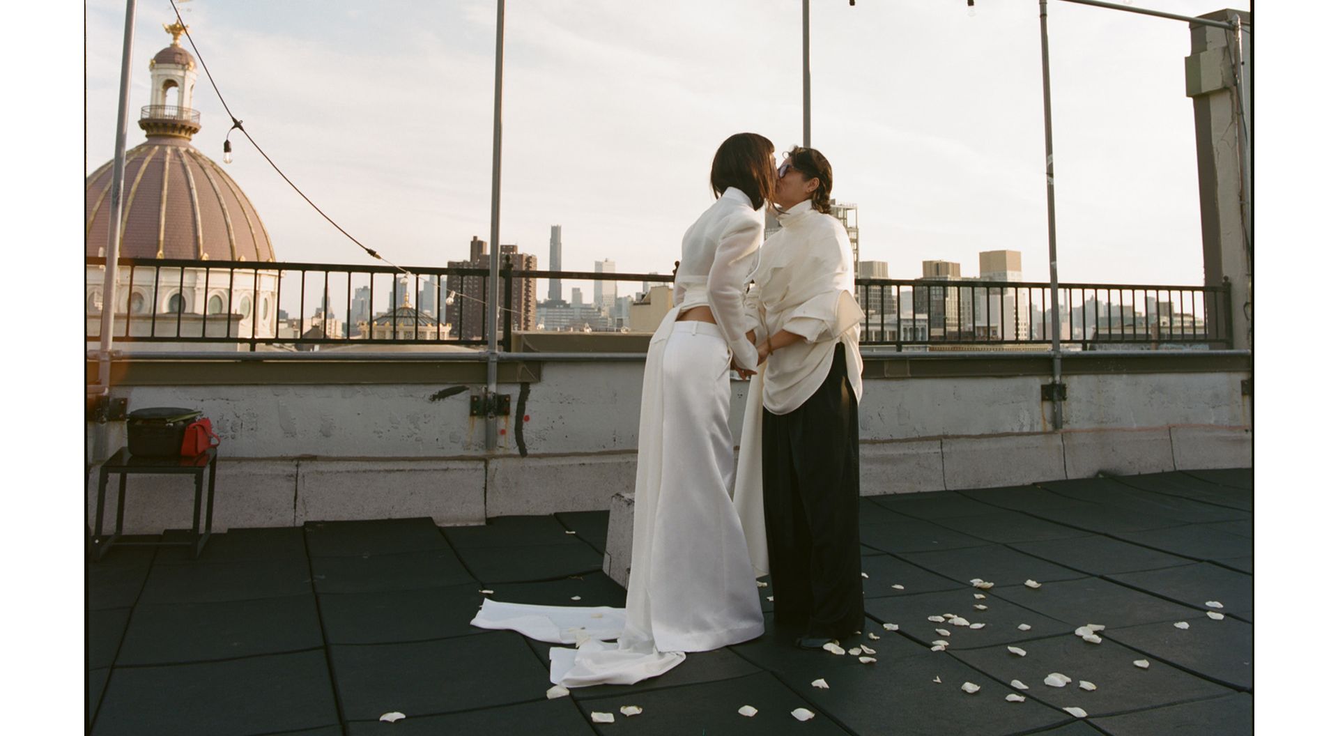 Trisha and Gui at their rooftop wedding ceremony.