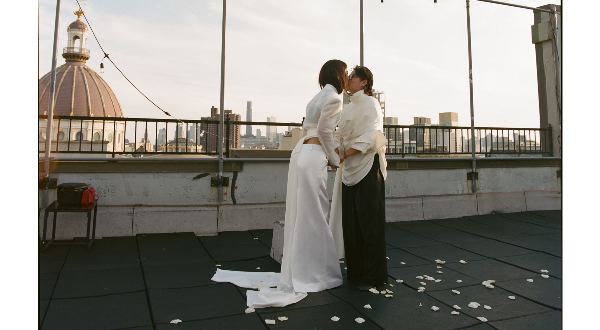 Trisha and Gui at their rooftop wedding ceremony.