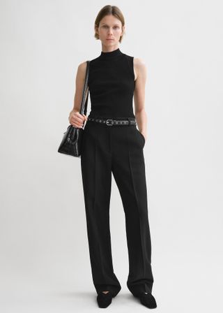 Straight Tailored Trousers Black