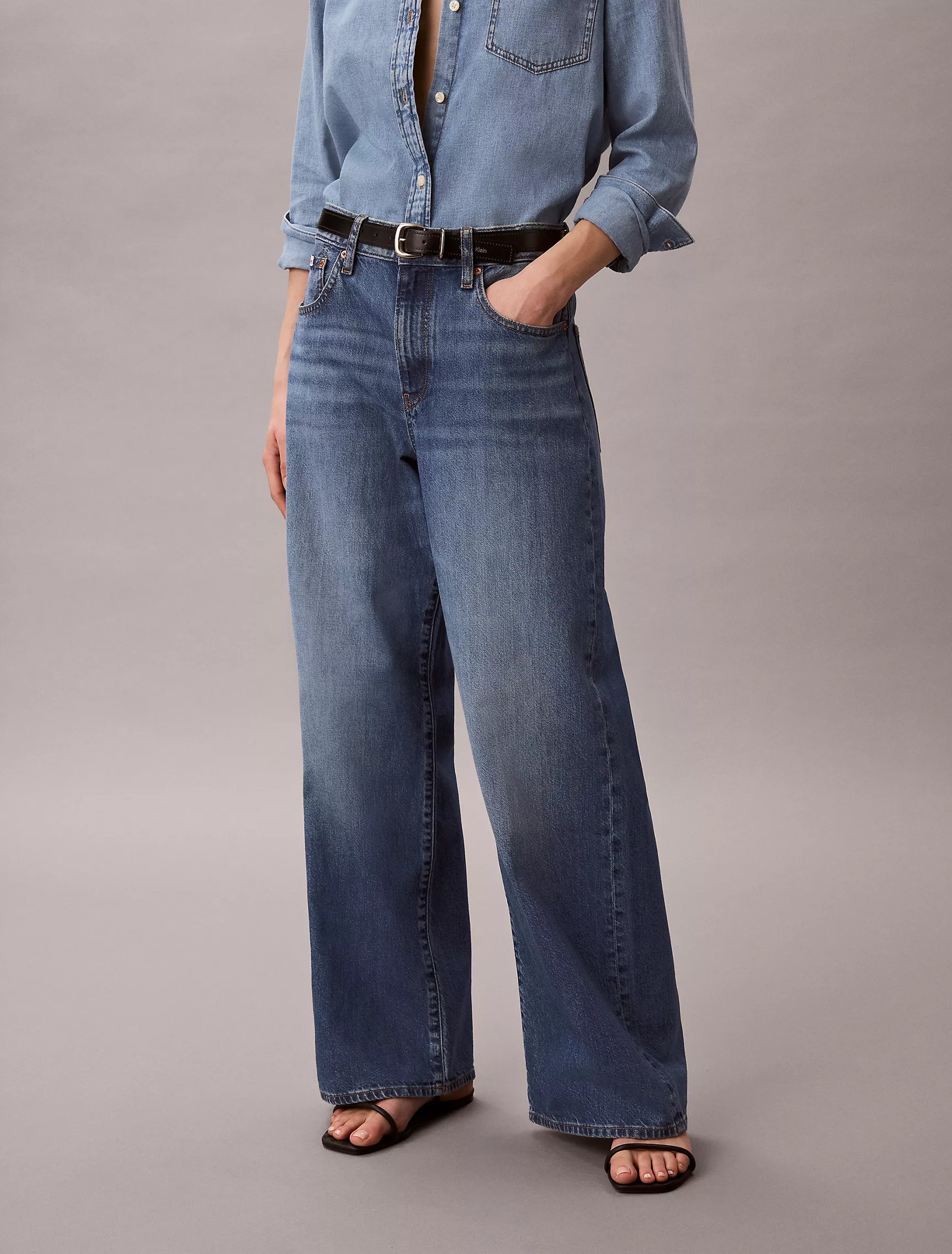 Linen Blend Wide Leg Jeans