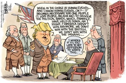 Political cartoon US Donald Trump Independence Day