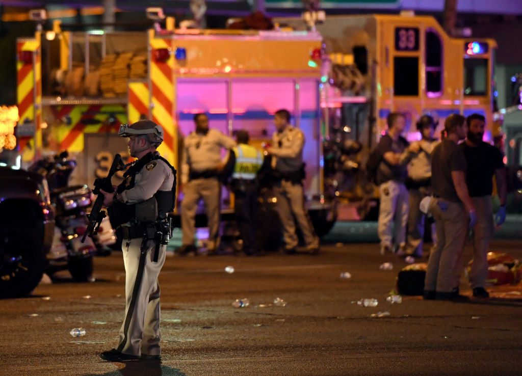 Police on the scene of the Las Vegas shooting. 