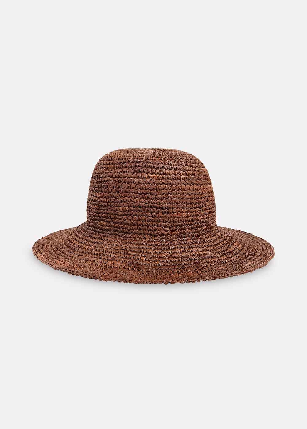 Brown Straw Bucket Hat