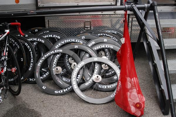 A heaping pile of Reynolds wheels in various states of dress.