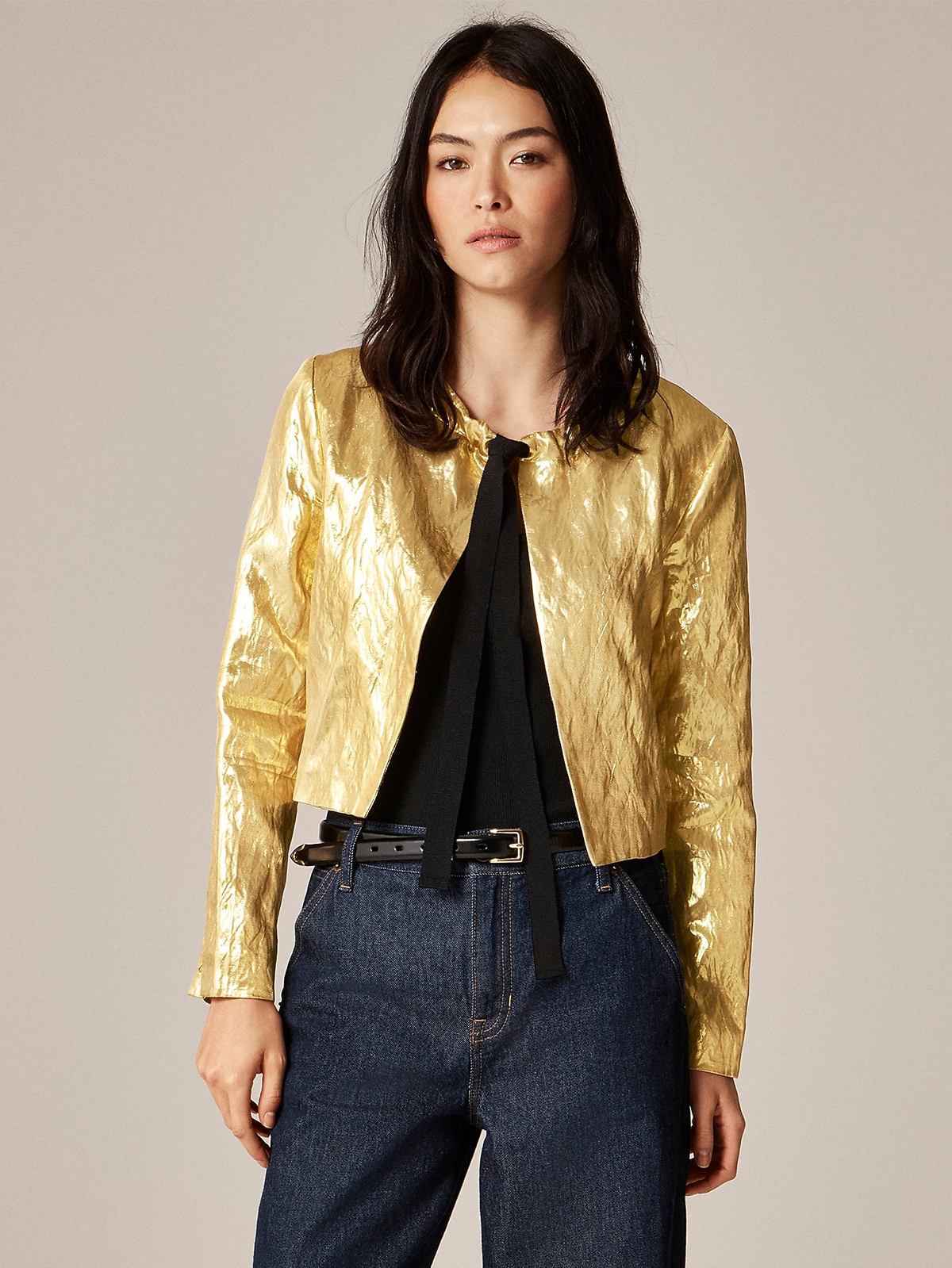 Collection Lady Jacket in Crinkled Lam&amp;eacute;
