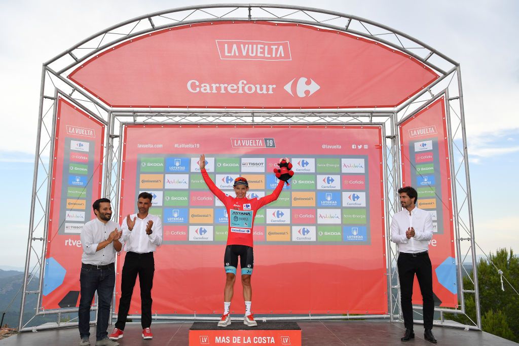 Miguel Angel Lopez on the podium