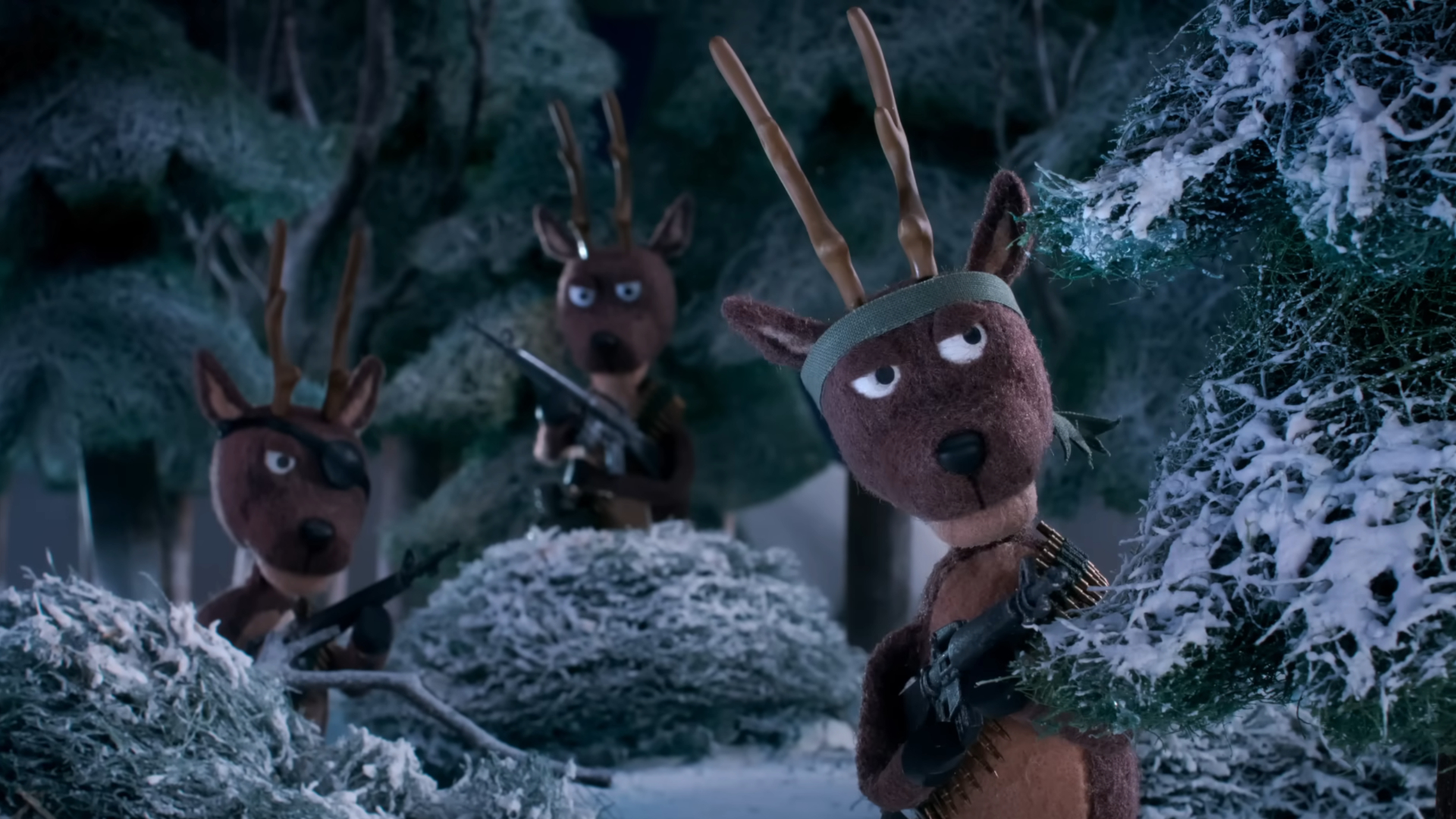 Screenshot from stop-motion animated Holiday Short "The Predator: Holiday Special "