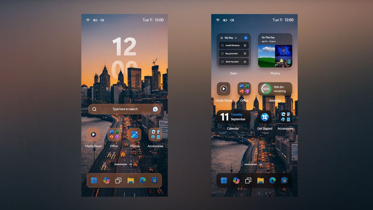 Windows 12 Mobile concept made by AR 4789, showcasing modern Windows Mobile OS design