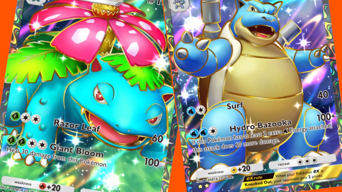 A blastoise and venusaur card in Pokemon TCG Pocket