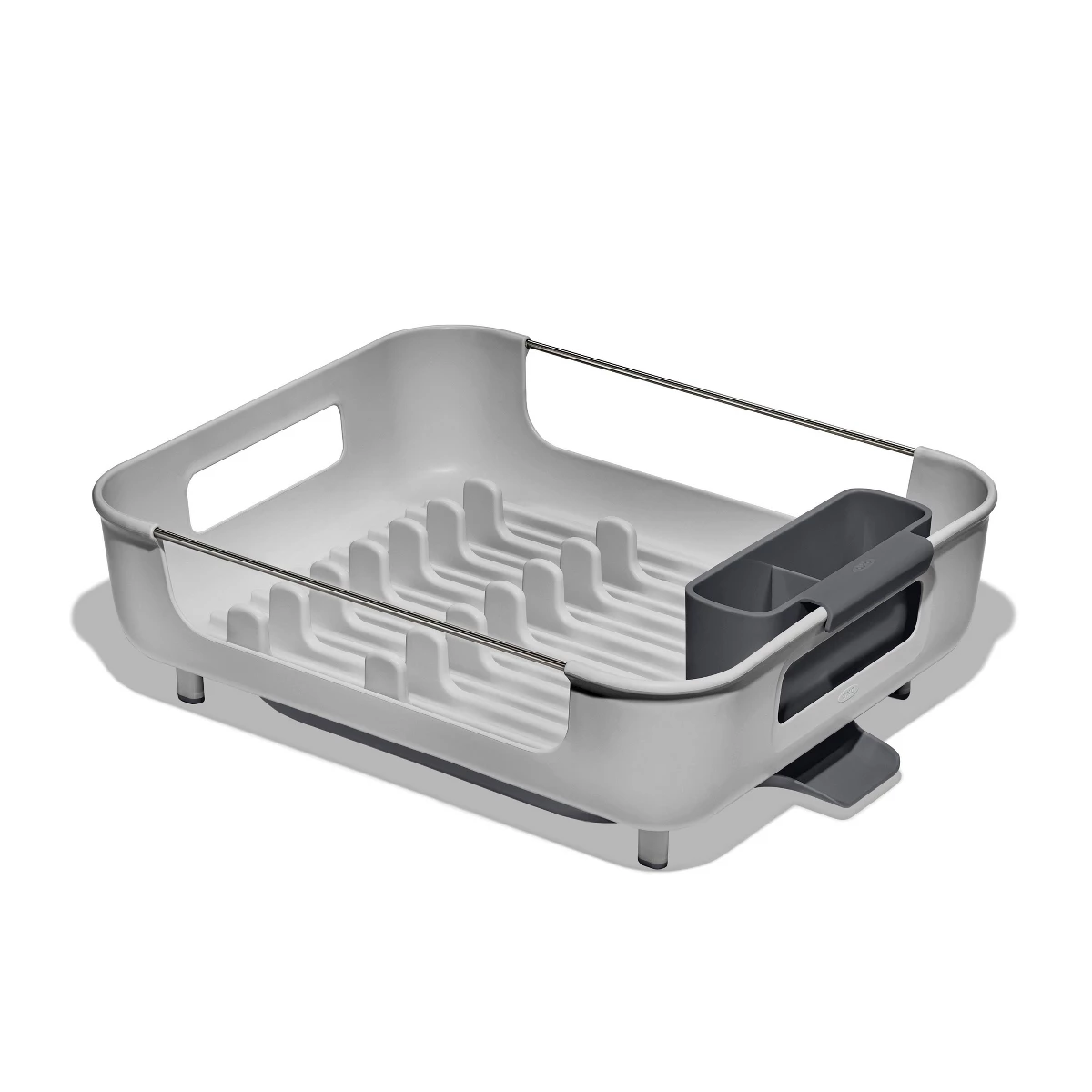 Oxo Large Capacity Dish Rack: Gray Freestanding Polypropylene &amp;amp; Stainless Steel Drying Rack for Kitchen