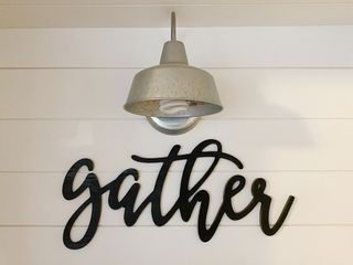 Metal pendant lamp with gather decorative wall writing