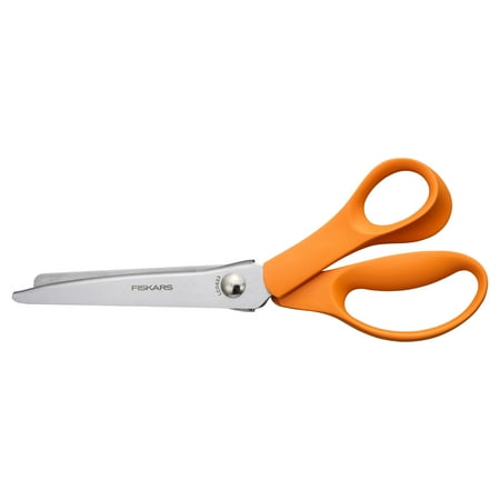 Fiskars 8" Pinking Shears, With Pointed Tip for Fabric Cutting, Orange