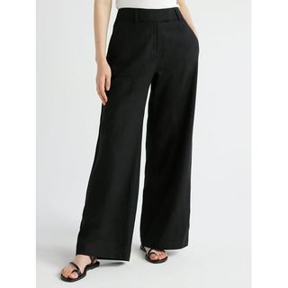 Scoop Women's Tailored Linen Blend Pants With Wide Leg, Sizes 0-18, 31.5’’ Inseam