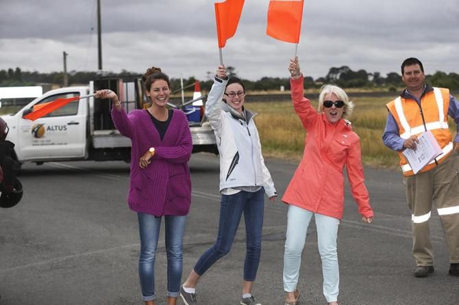 A few fans helping out with traffic duties.