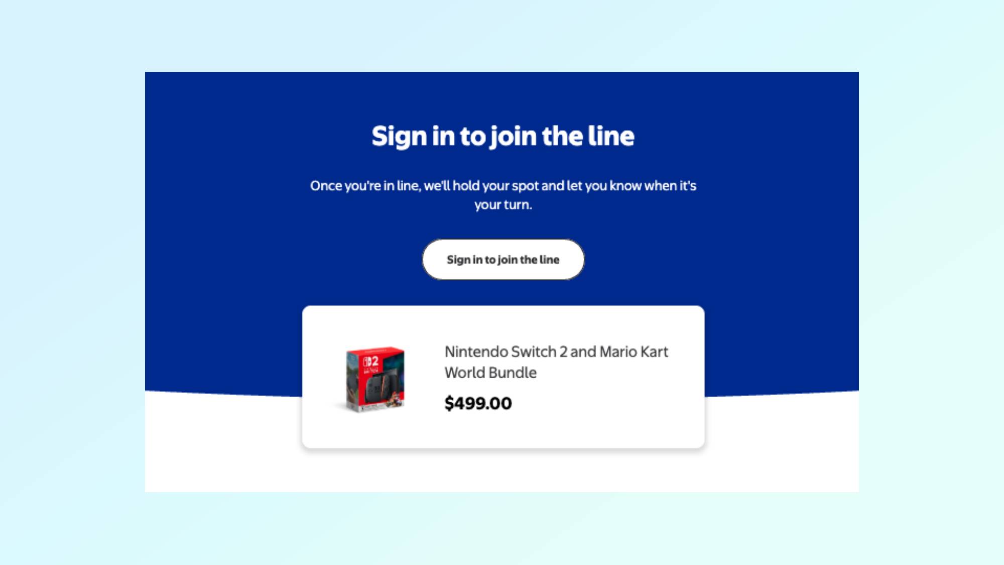 Nintendo Switch 2 virtual line at Walmart.com