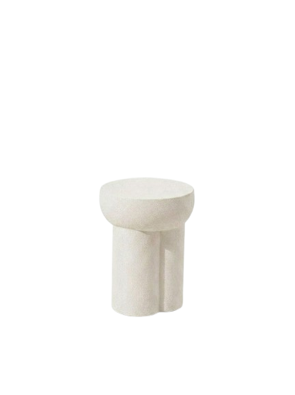 Palma Round Concrete Effect Garden Side Table- White