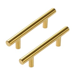 Two rounded long gold handles