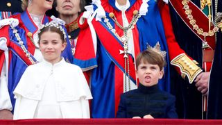 Princess Charlotte and Prince Louis at King Charles III And Queen Camilla Coronation Day as the latter makes a funny face
