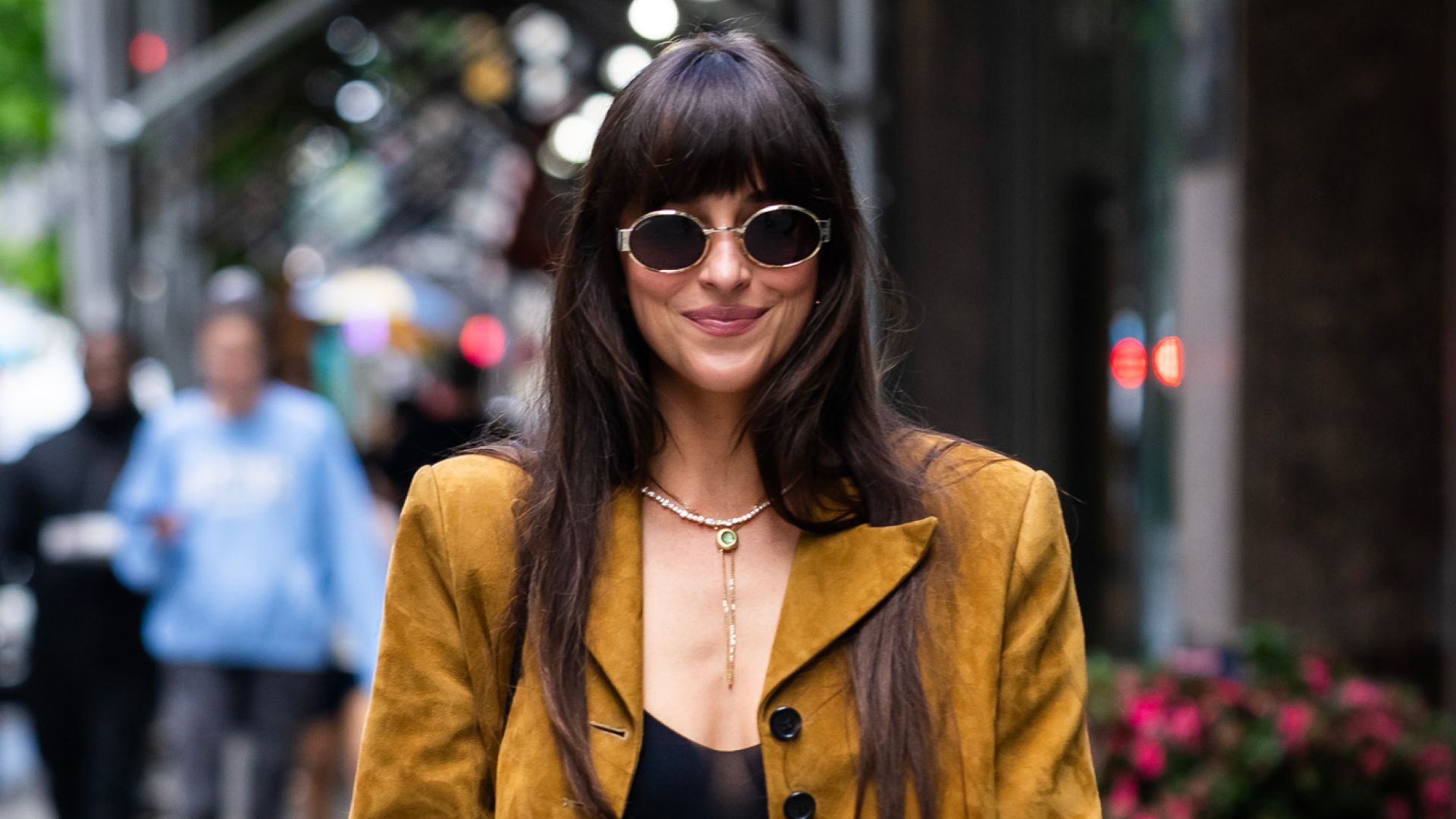Dakota Johnson Manifests Vintage Girl Fall in a Silk Nightgown and $3,450 Suede Bag