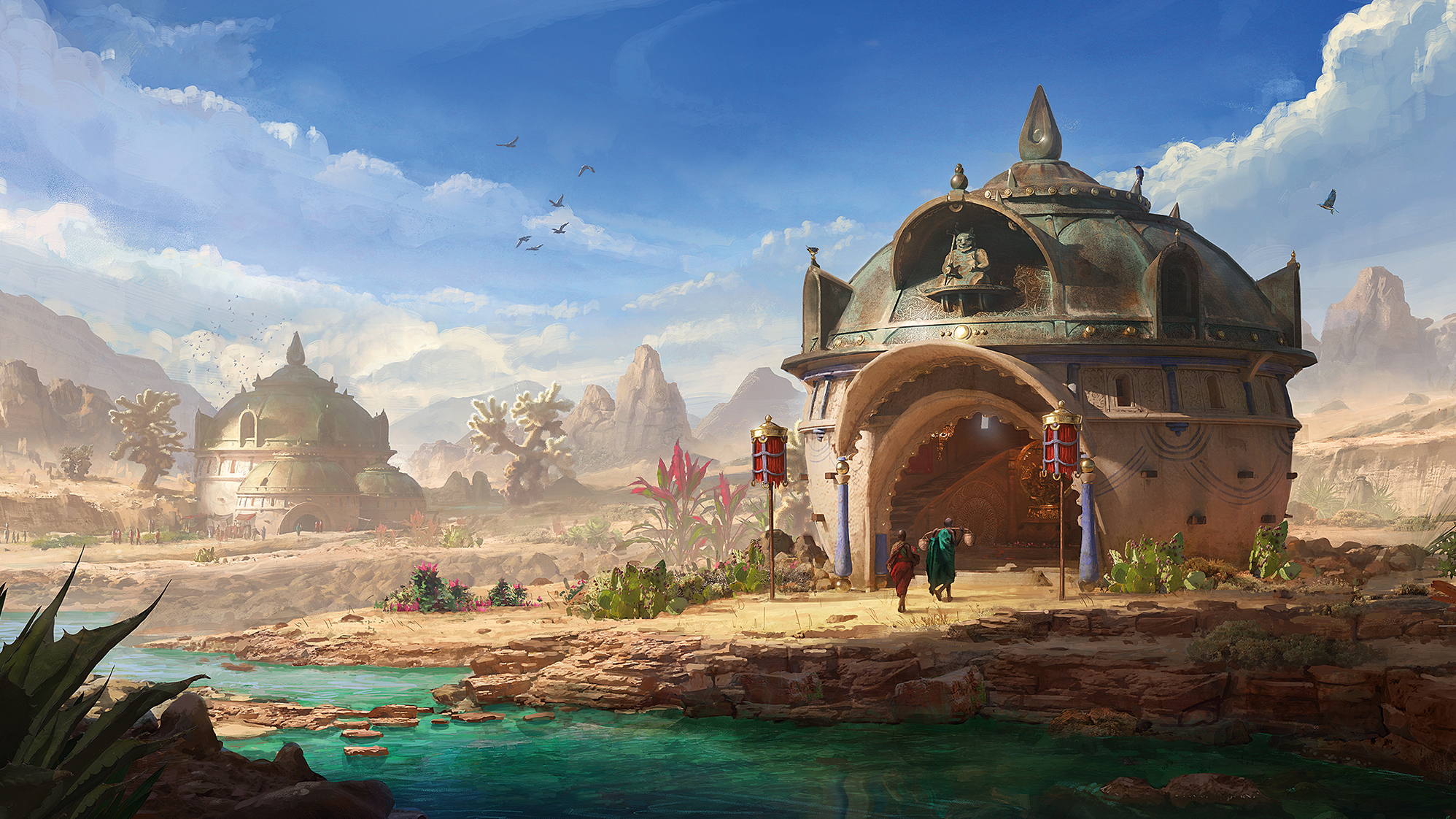 Paint believable environments; temple