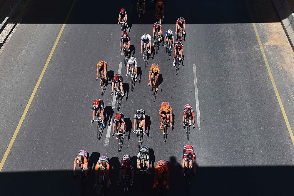 The peloton in action during Oman's final stage.