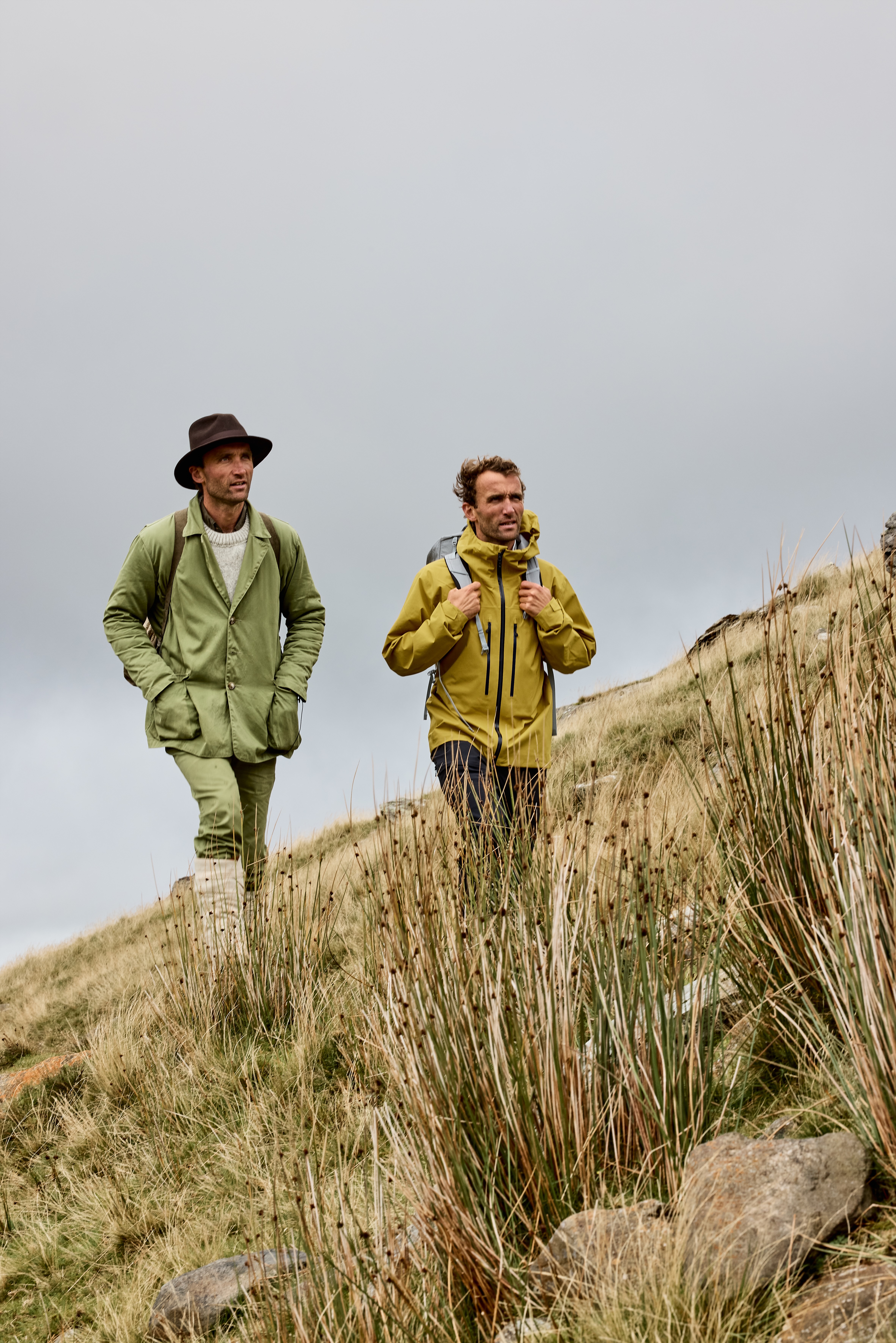 Twin brothers testing mountaineering kit