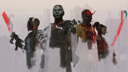 Key art for Den of Wolves showing a squad of four wolves with unique masks
