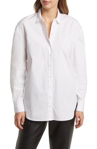 Oversize Cotton Poplin Button-Up Shirt
