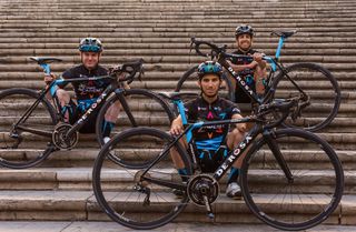 Israel Cycling Academy riders show off their new De Rosa bicycles.