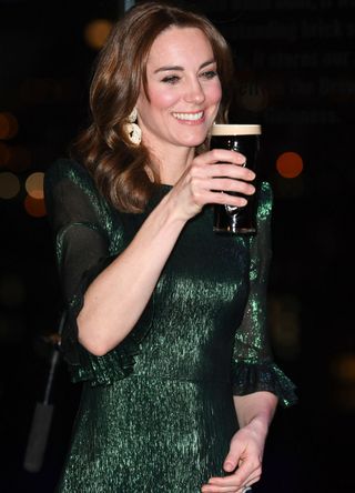 Kate Middleton with a pint of Guinness