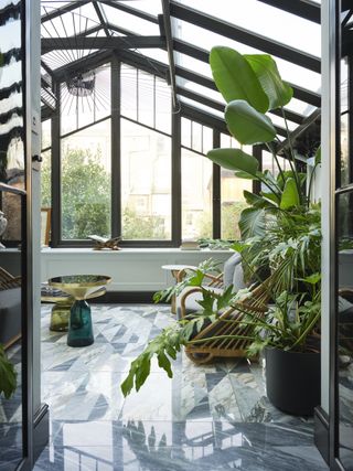 marble tiles in a modern conservatory