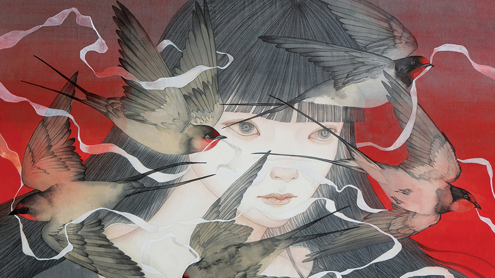 Painter and illustrator Yuka Sakuma; a woman with birds