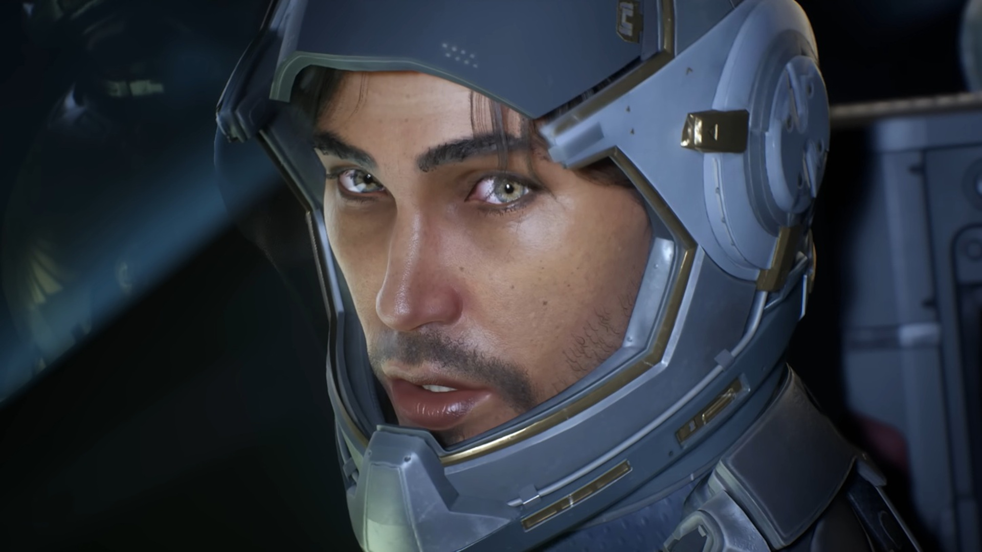 Protagonist Jun in space gear during a flight in the sci-fi RPG, Exodus
