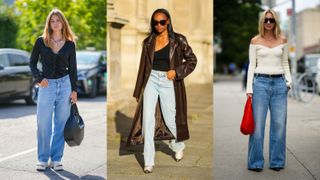 influencers showing how to style wide-leg jeans for evening