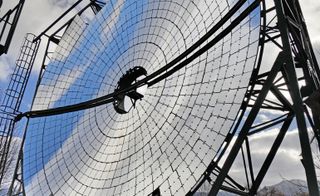 Solar panels in a circular shape in the sky