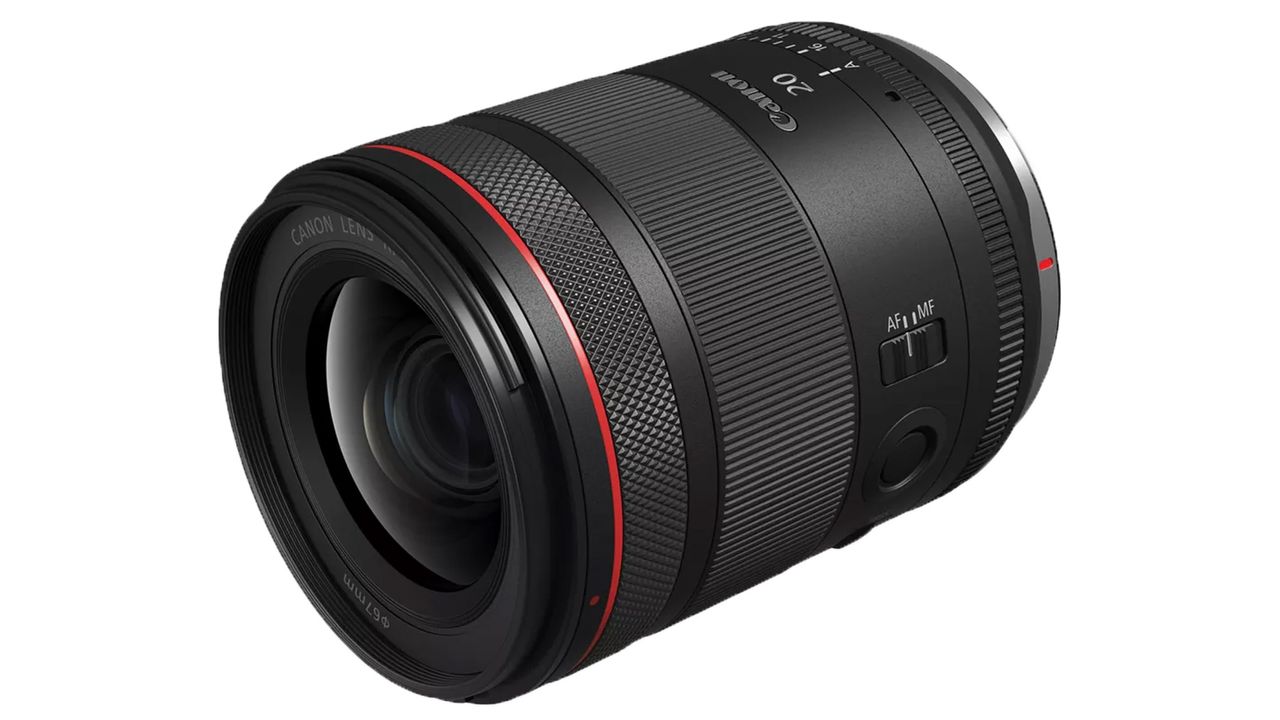 Canon RF 20mm F1.4L VCM on a white background
