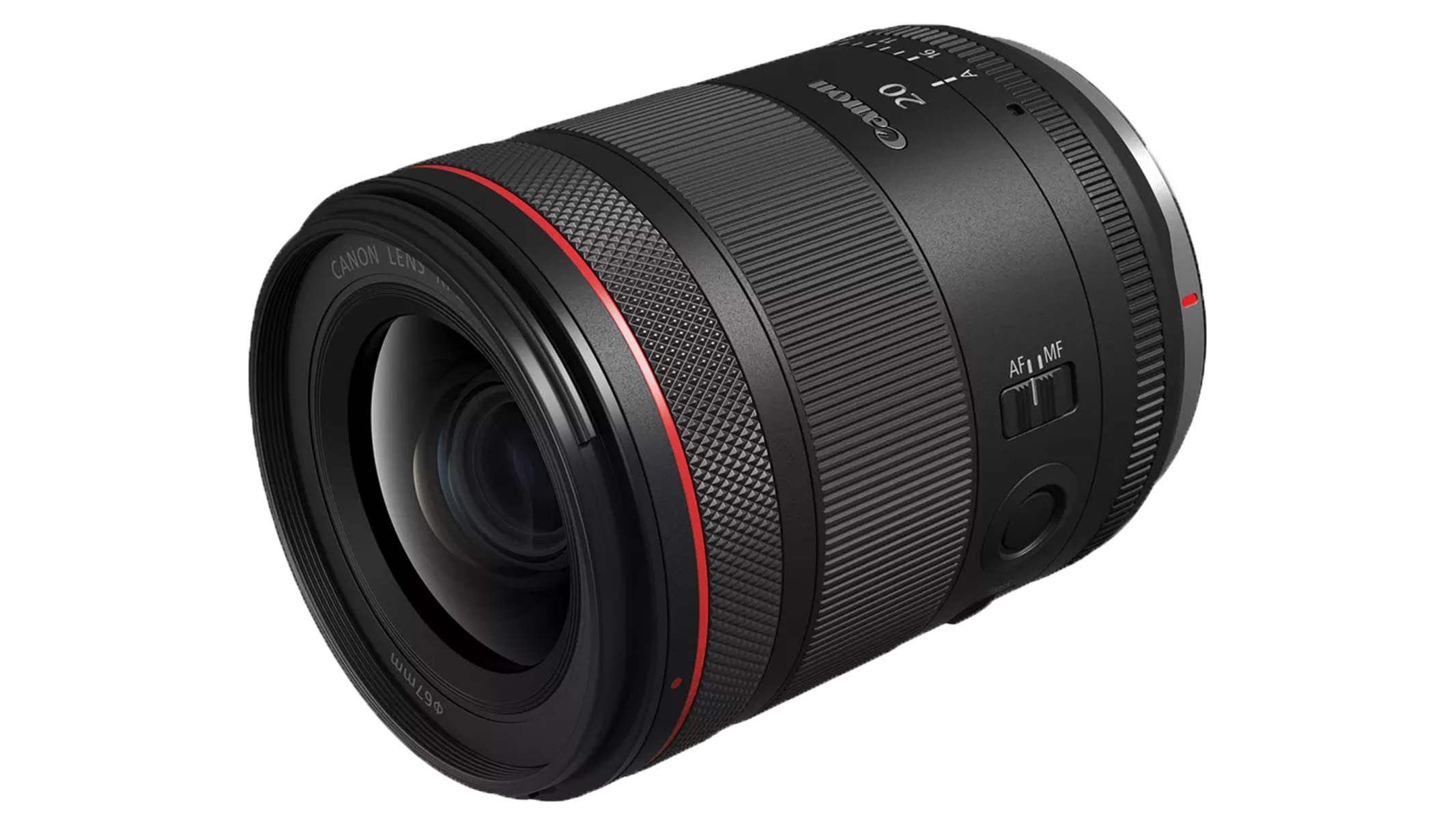 Canon RF 20mm F1.4L VCM on a white background