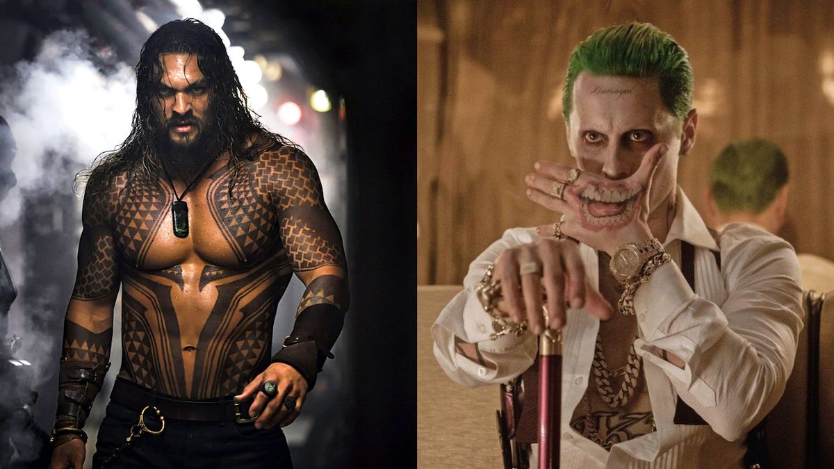 Side-by-side pictures of Jason Momoa&#039;s Aquaman and Jared Leto&#039;s Joker