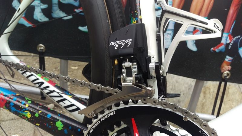 "Prototype 277" on Kwiatkowski's front derailleur.