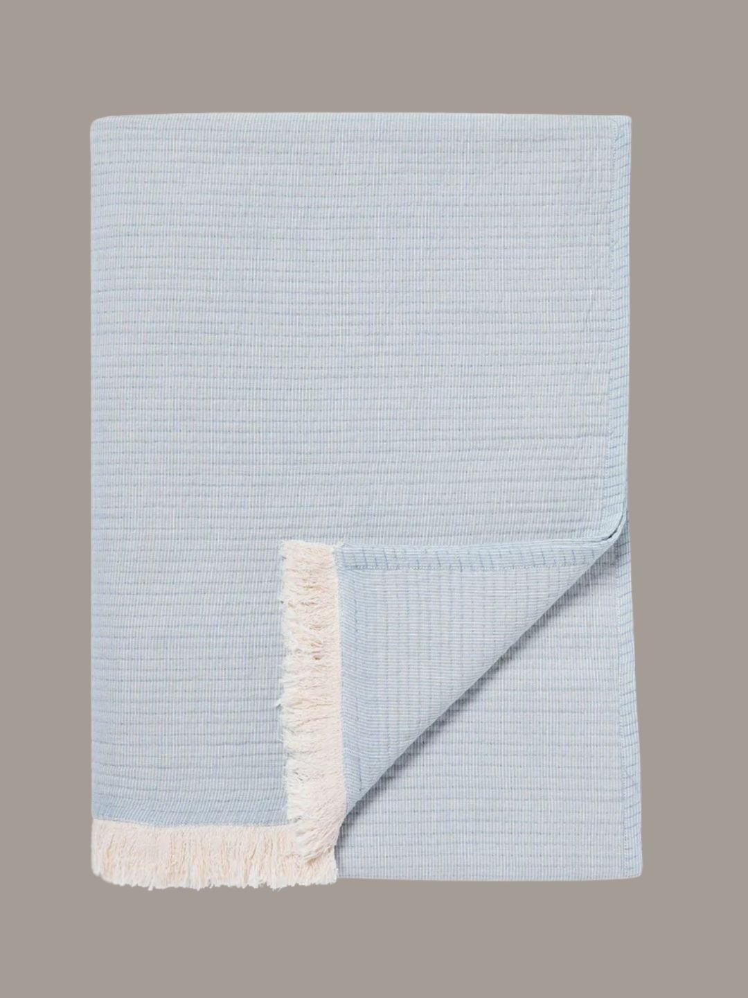 Piglet in Bed, Cotton Textured Throw in Dusk Blue