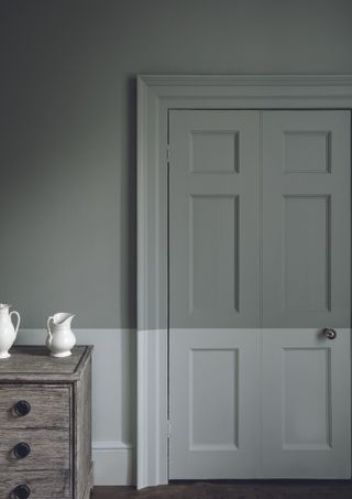 two tone color blocking grey door by Paint & Paper Library
