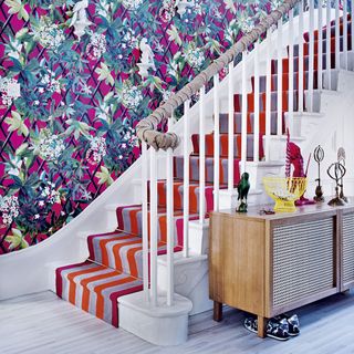 Wow with vivid wallpaper stairway