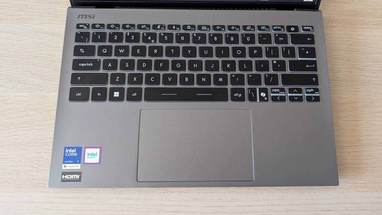The MSI Prestige 13 AI+ on a desk