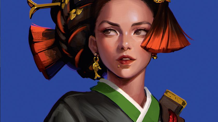 Colourful digital art showing a woman dressed in traditional Korean costume